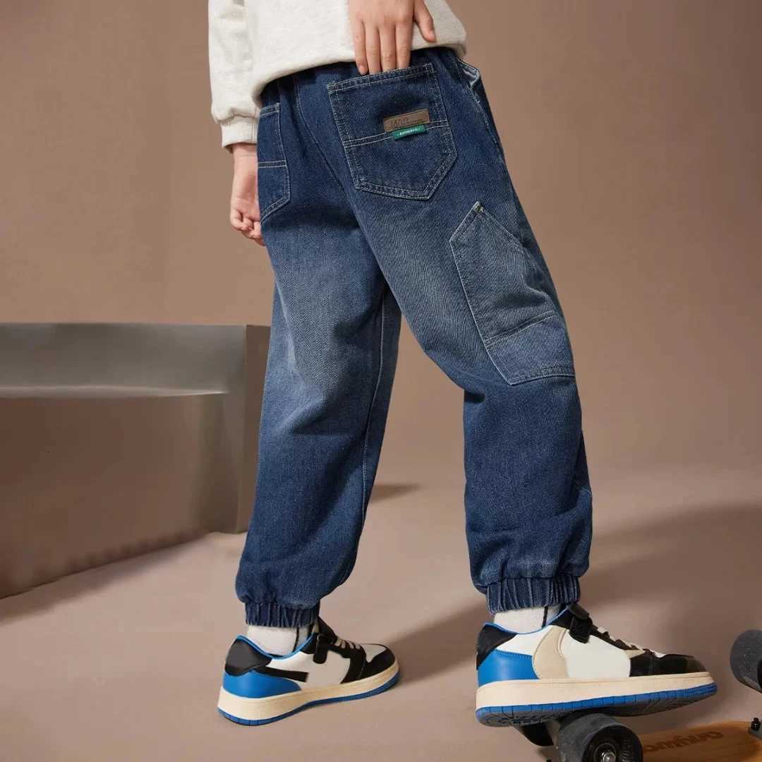 IENENS Fashion Teen Causal Jeans Kids Boy Straight Denim Trousers Child Elastic Waist Pants 411 Years Old ClothesT251017