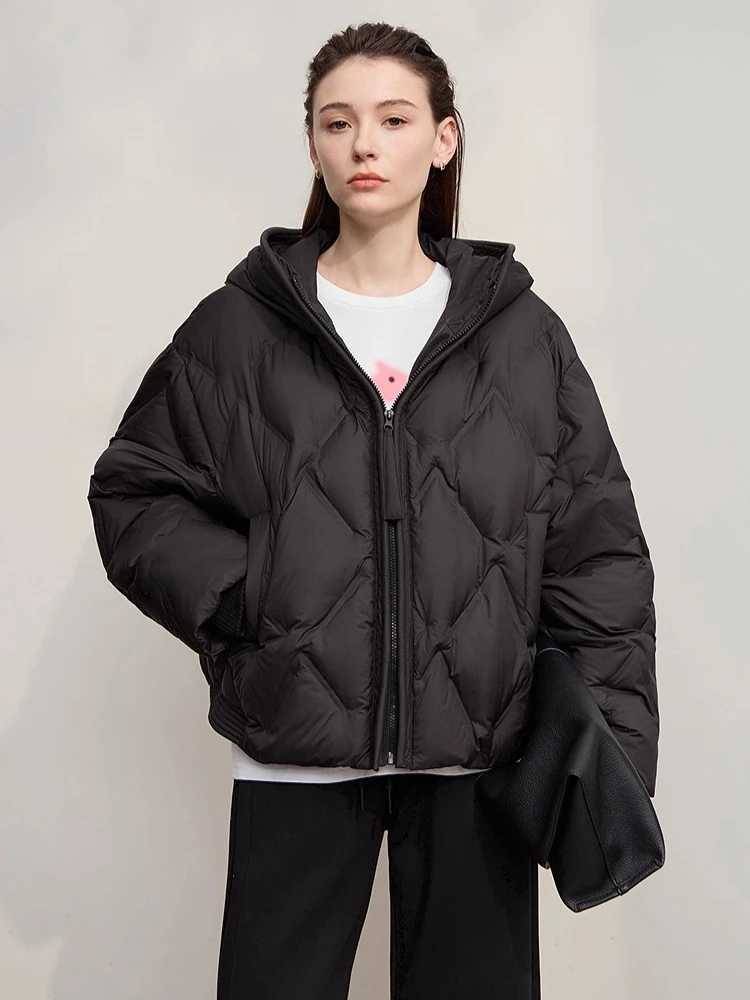 AMII Womens Jacket Coat 2025 Winter New Warm Commuter Hooded Down Jackets Woman Straight Solid Loose Long Sleeve Top 12554021 W251016