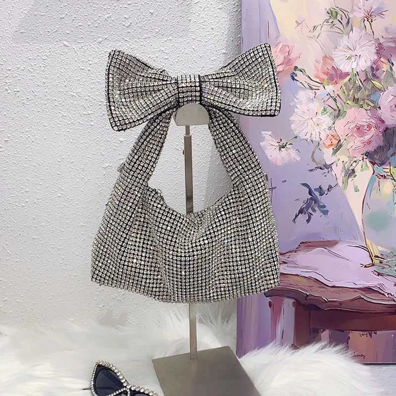 Bow shiny inflexible diamond rhinestone armpit bag celebrity temperament handbag shoulder bag Z251017