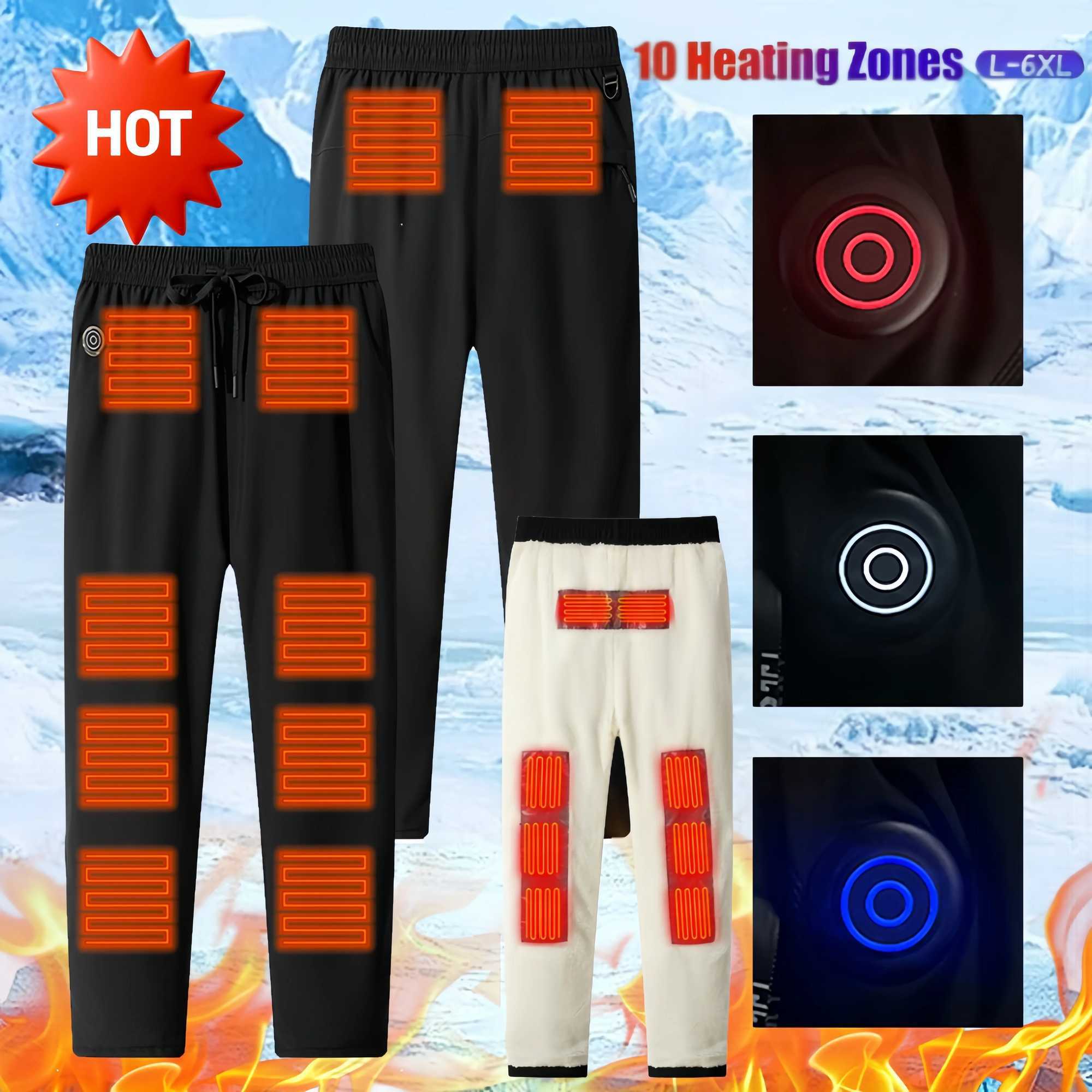 Intelligent Heating Pant 10Heating Zones 2Switches 3Speed Adjustable Suitable for Outdoor Activities Indoor Work Hiking Elect H251017 03