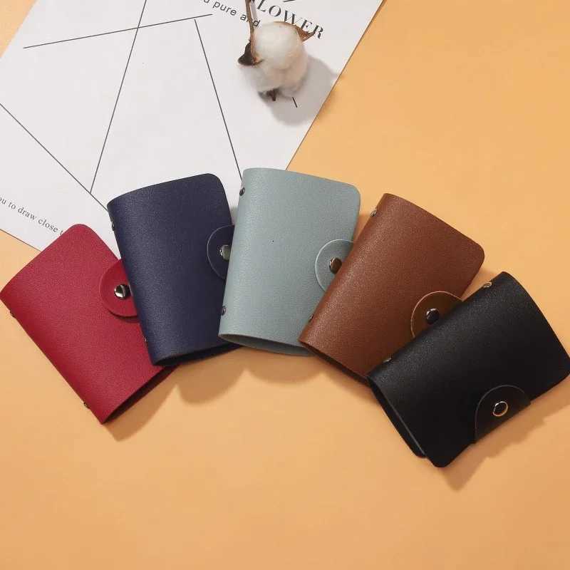 24 Slots Bits Card Holder Bag Simple Solid Color Pocket Case Men Women Credit ID Card Organizer Leather Cardholder WalletW251017