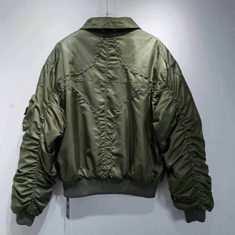 American Street Trend THUG CLUB Flight Jacket Rivet Design Cottonpadded Outerwear Casual Fashion Brand Thug Club Jackets J251017