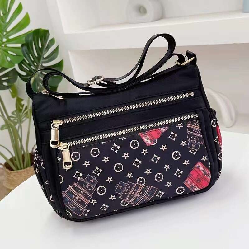 New Floral Crossbody Middle-aged Elderly Women, Oxford Cloth Shoulder Street Selling and Night Market, Canvas Bag for Women