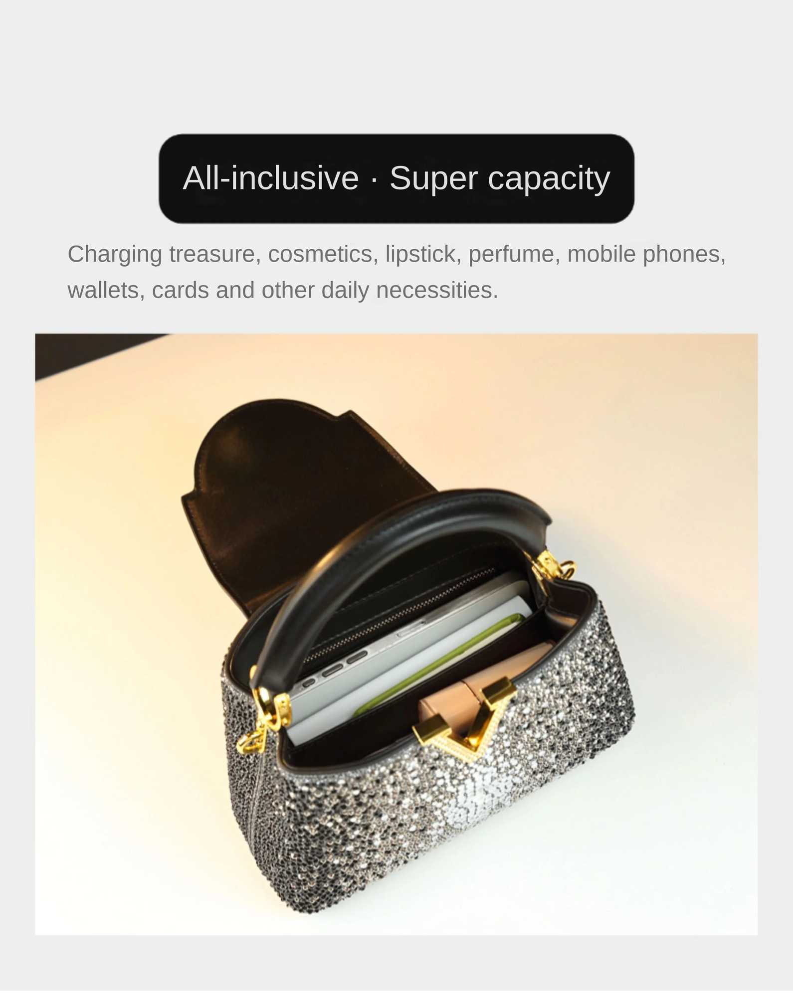 Luxury Fashion Diamonds Womens Handbag 2025 New V Letter Small Shoulder Crossbody Bag Genuine Leather Messenger Evening Bags Z251017