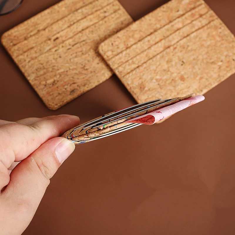 Cork Leather ID Bank Card Holder Credit Multi Slot Slim Card Case Wallet Women Men Business Card Cover Money Bag Coin PurseW251017