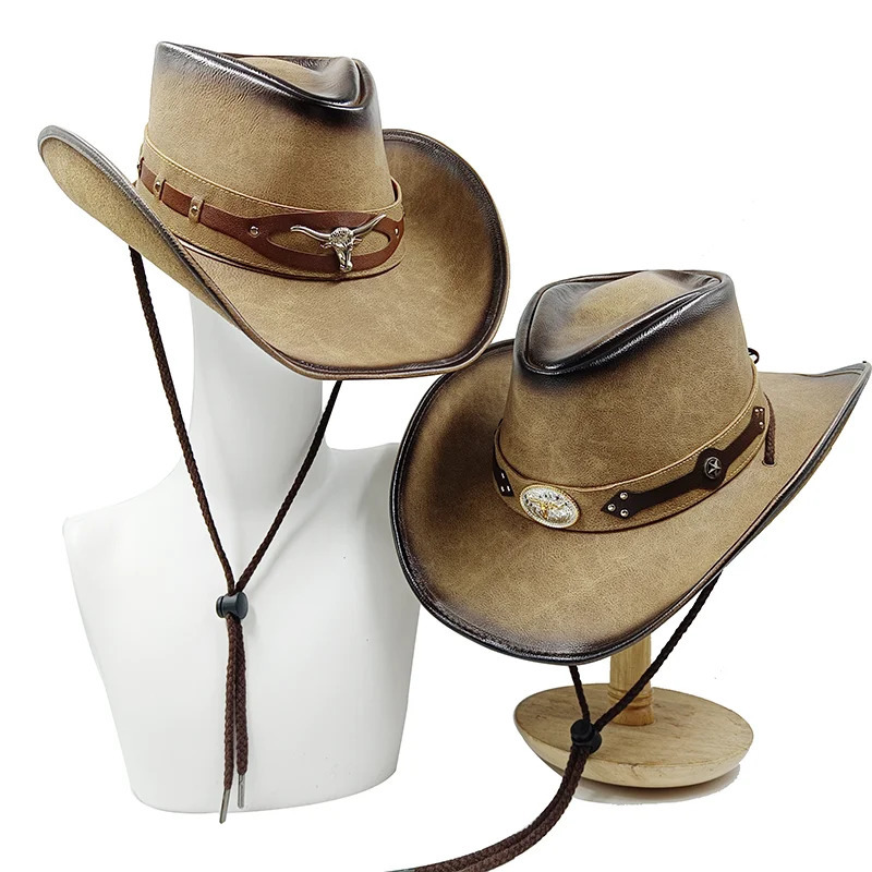 30Stlye 100 Leather Men Western Cowboy Hat For Gentleman Dad Cowgirl Sombrero Hombre Caps Big Sizelarge head 251015