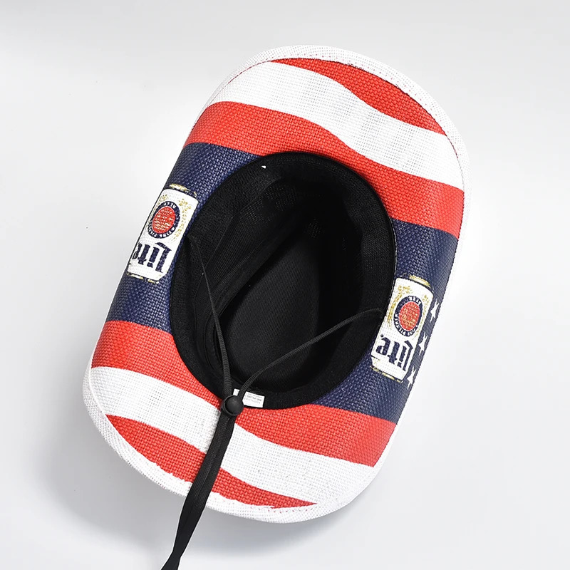 Paper Straw Western Cowboy Hat for Women Men Classic American Flag Cowgirl Cap Panama Jazz Hats Sombrero Hombre 251015
