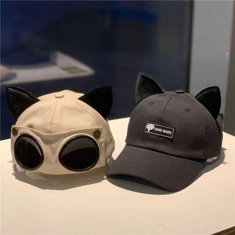 Cat Ear Aviator Sunglasses Street Baseball Cap Hip Hop Duckbill Hat Sunshade Summer Trendy Hat W251017