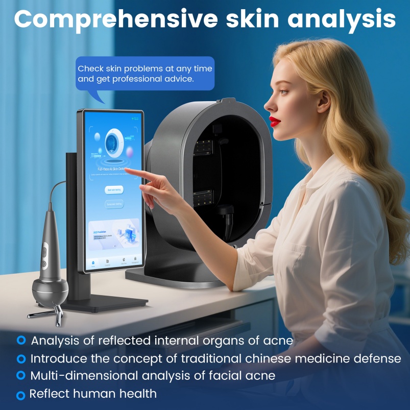 X5 Mirror Skin Analysis 8 Spectra 3D Intelligent Mirror Wood Lamp Facial Scanner UV Skin Analyzer Sale Well Machine