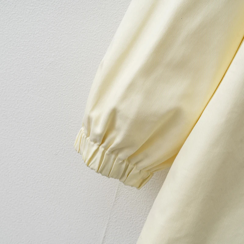 2025 Women Spring Autumn Light Yellow Adjustable waist Zip Jacket 251017