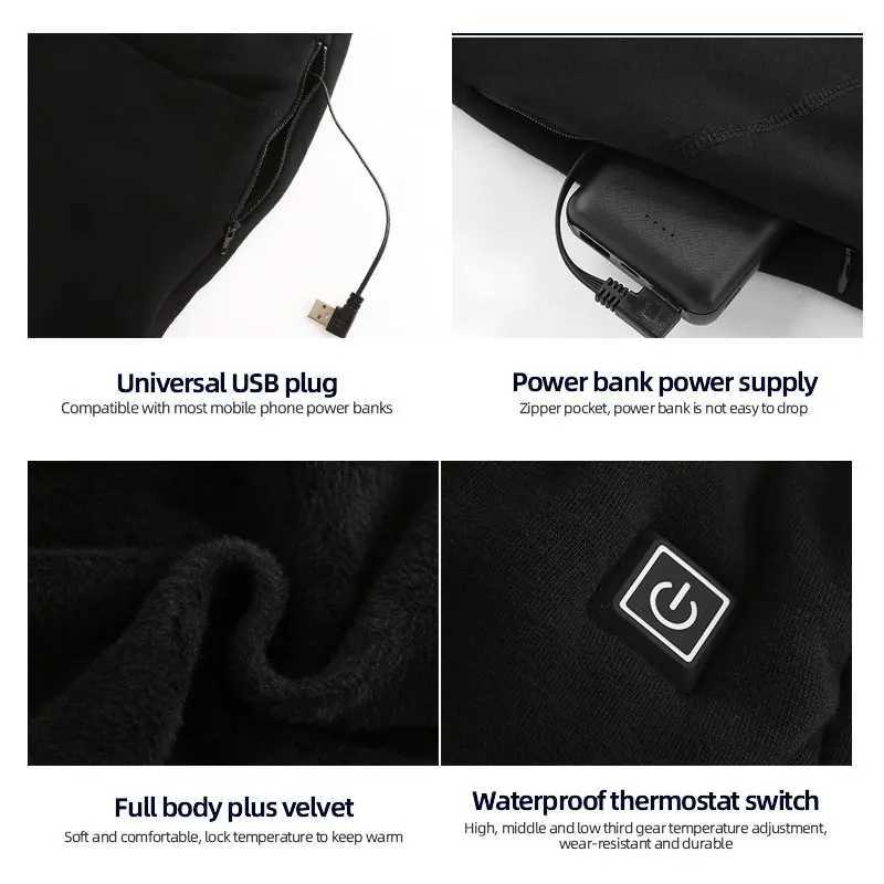 Winter Heated Pants Men Usb Electric Pants Heating Women Plus Velvet Rechargeable Thermal Heating Trousers Warm Clothes Skiing H251017