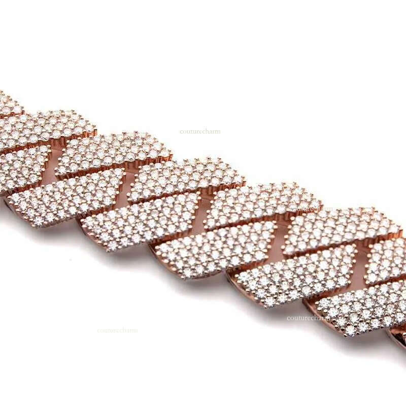 dia gold necklace 20mm Width 3 Row hop hip jewelry iced Out moissanite dias cuban link chain necklaces designer bracelet Free Shipping