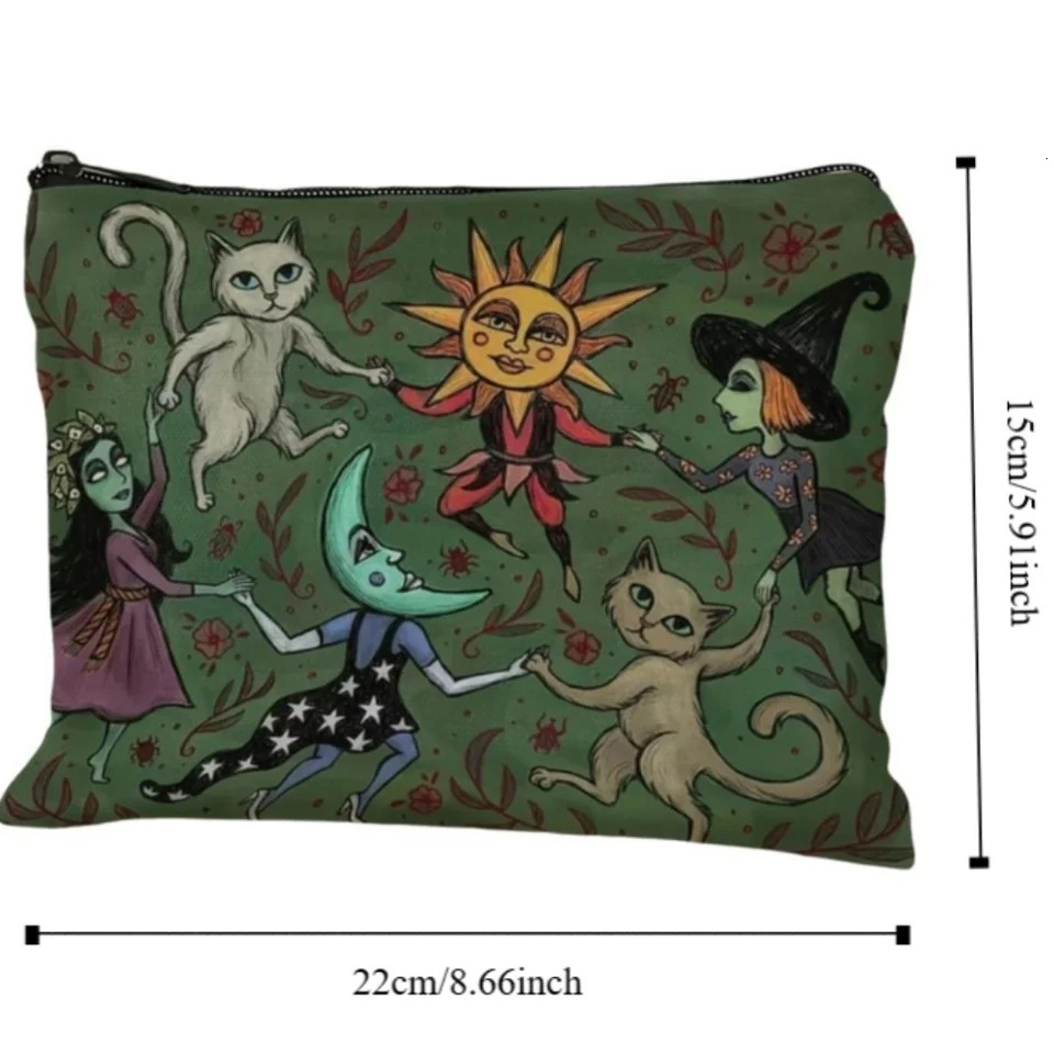 Cat and Moon Makeup Bag Trendy Durable Storage Bag Portable Forest Bag Gift Zipper Toiletry Bag Travel Organizer251011