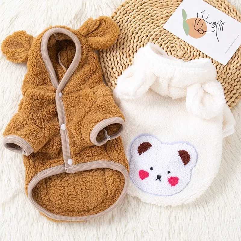 Fleece Winter Dog Clothes Bear Print Puppy Thick Warm Hoodie Chihuahua Yorkie Jacket for Small Medium Dog Cat Coat Pet AapparelW251017