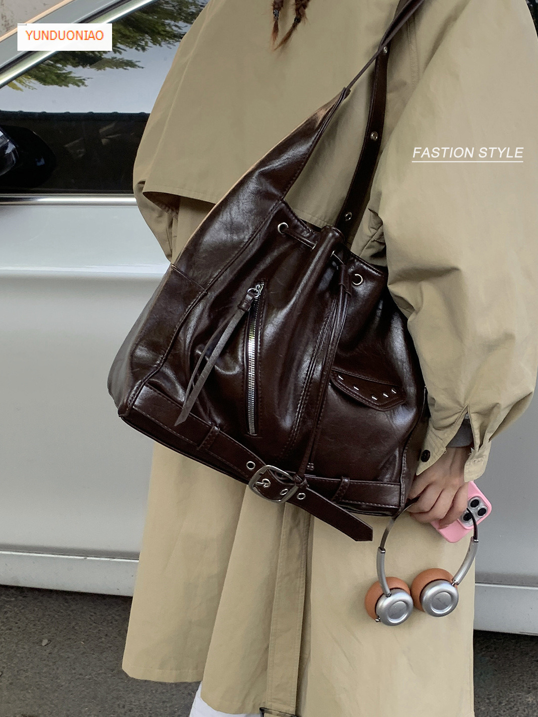 Autumn/Winter Minimalist New Luxury Handbag Large Capacity Retro Style Bucket Bag Designer Bag Women's Shoulder Crossbody Bag