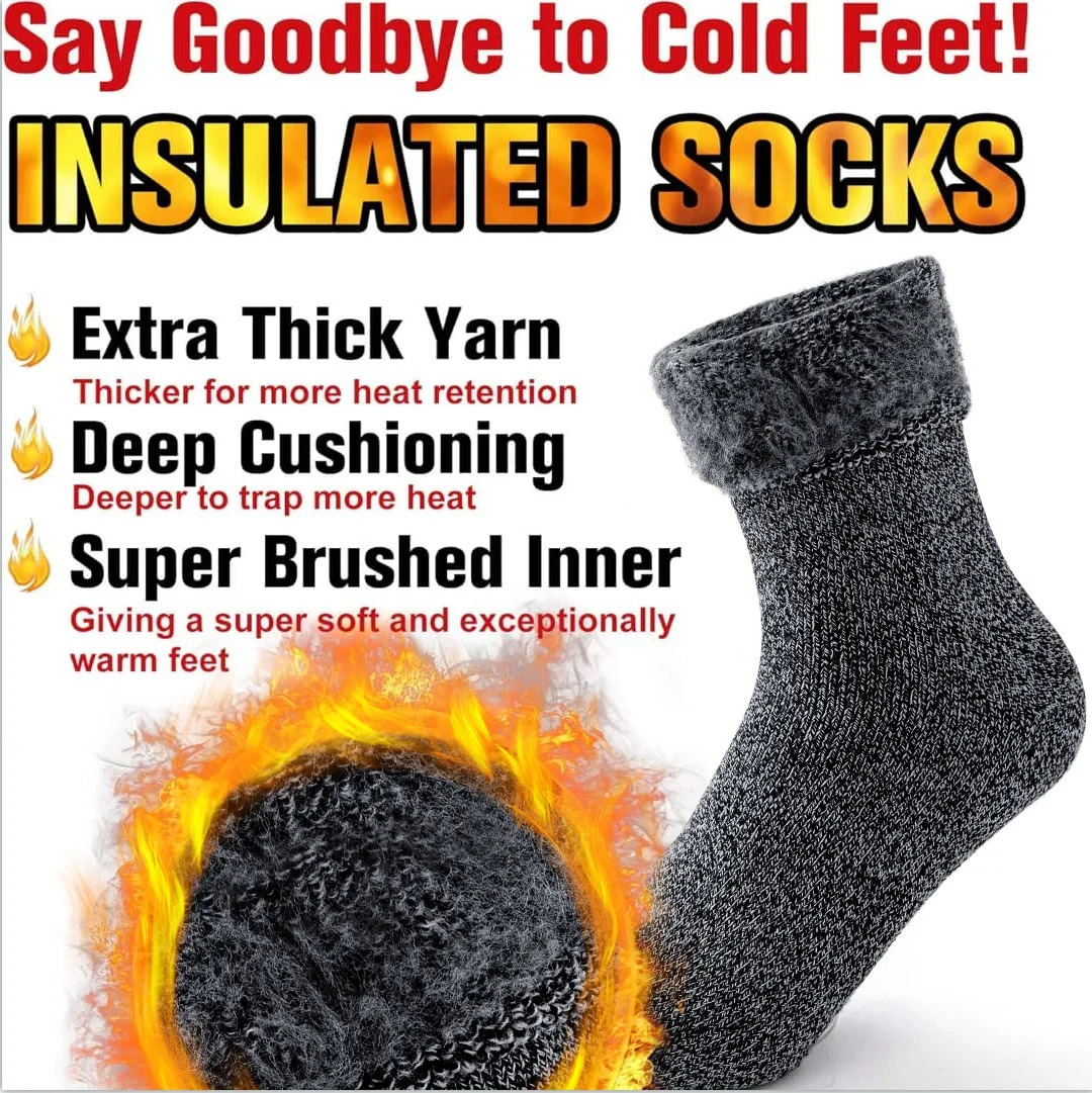 2 Pairs Pack Winter Thermal Socks For Men Women Cold Weather Insulated Socks Outdoor Hiking Skiing Warm Snow Thick Heated Socks 251017