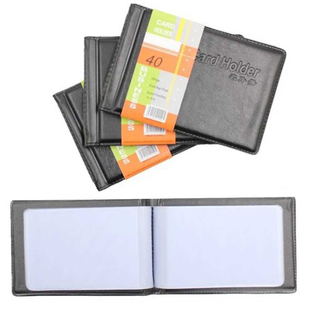 40 Slots PU Leather Card Holder Wallet Black Credit Card Wallet For Business Men Portable Card Collection Book Storage CaseW251017