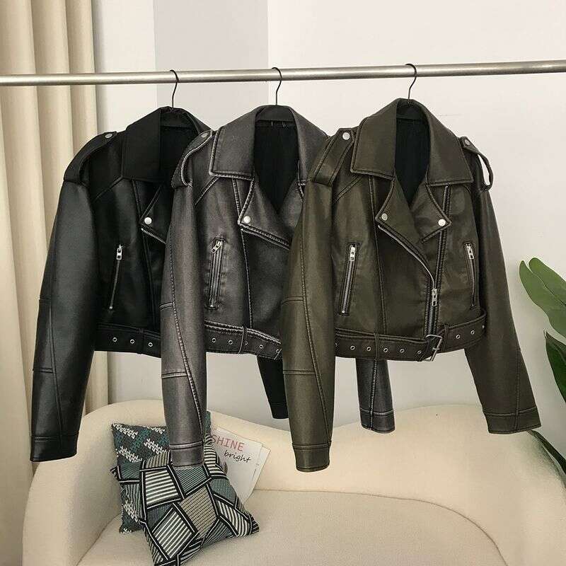 hoodie Women's Clothing Spring and Autumn Ladies New Lapel Short Motorcycle Fashion Casual Style Slim Leather Jacket jacket