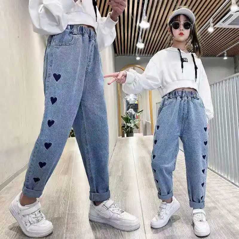 Girls Jeans Spring and Autumn New Style Girls Pants Large Childrens Casual and Loose Baby 46 8 10 12 Ages Jeans for GirlsT251017