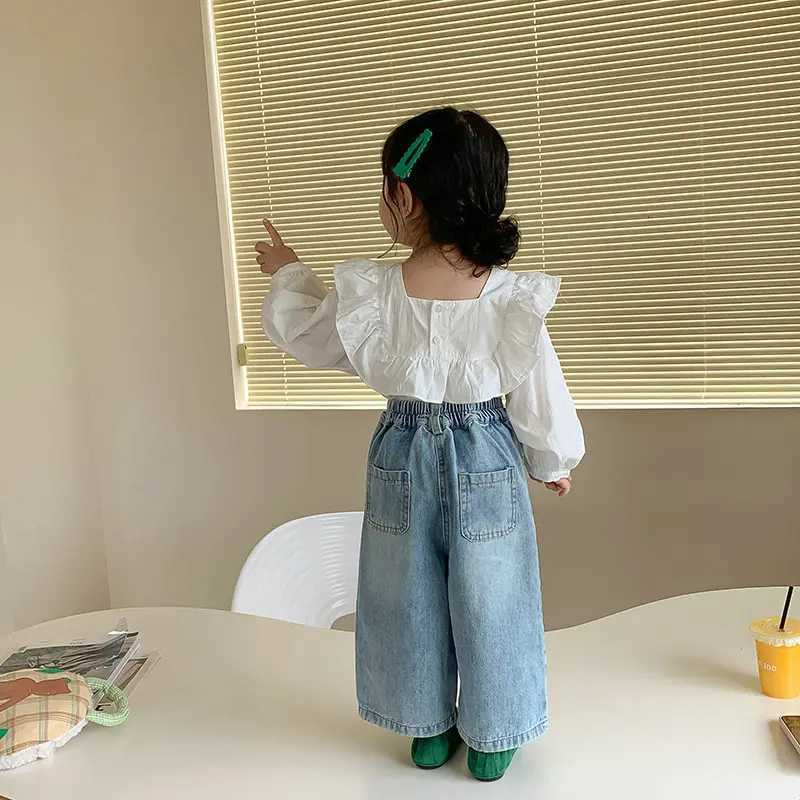 MILANCEL New Autumn Kids Pants Children Loose Wide Leg Jeans Girls Solid Color Fashion TrousersT251017