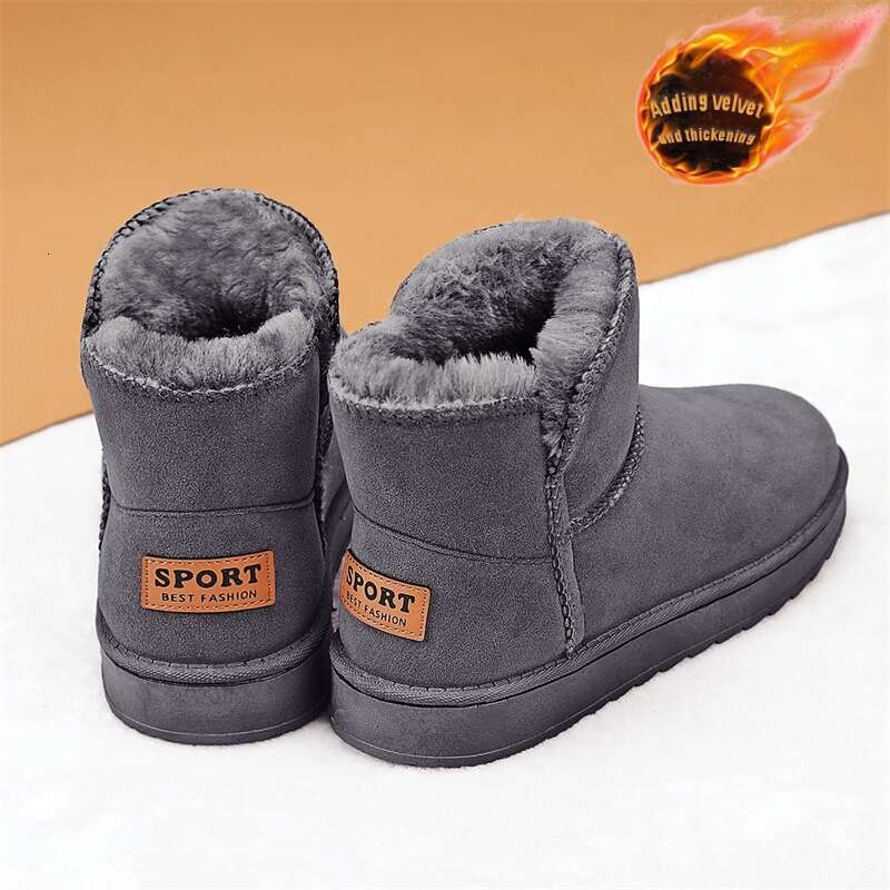 Men's Women's Warm Slip-Resistant Thick-Soled Snow Heavy-Duty Rubber Sole, Round Toe Short Ankle Boots With Faux Cover Upper, All-Terrain Tr