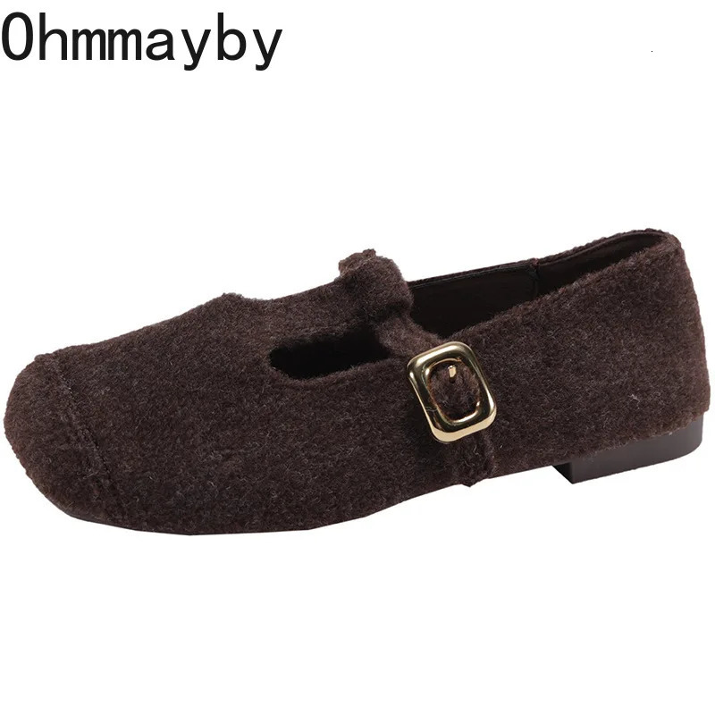 Autumn Woolen Fabric Women Flats Shoes Fashion Shallow Round Toe Shoes Ladies Comfort Ballet Style Mary Jane Shoes 251013