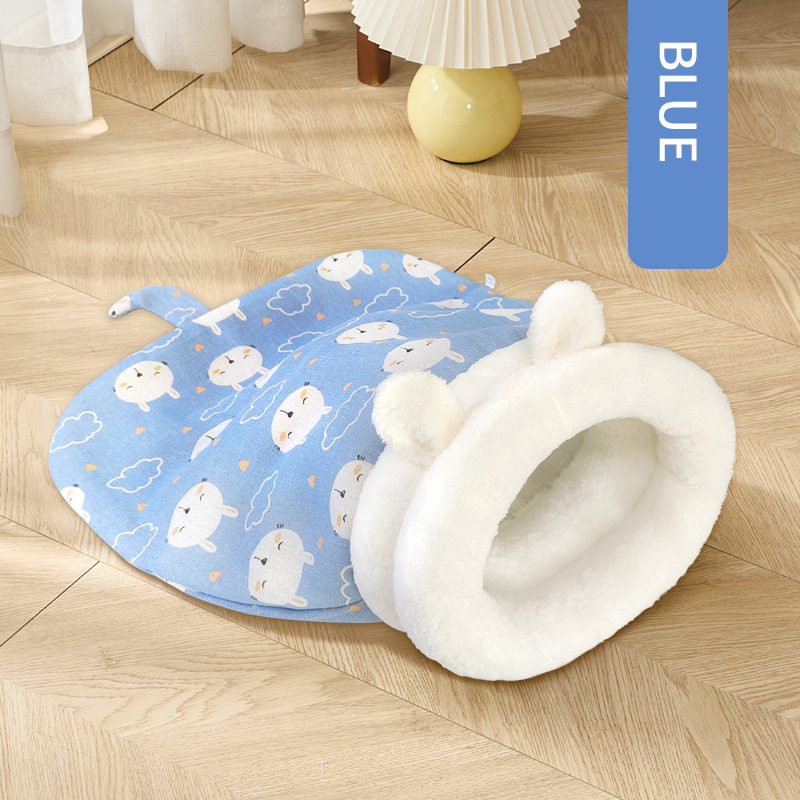 Cat's Nest, Winter Warmth Semi Enclosed Dog's Nest Autumn/Winter Edition Deep Sleep Cat Drilled Tunnel Bedding Cat Sleeping Bag
