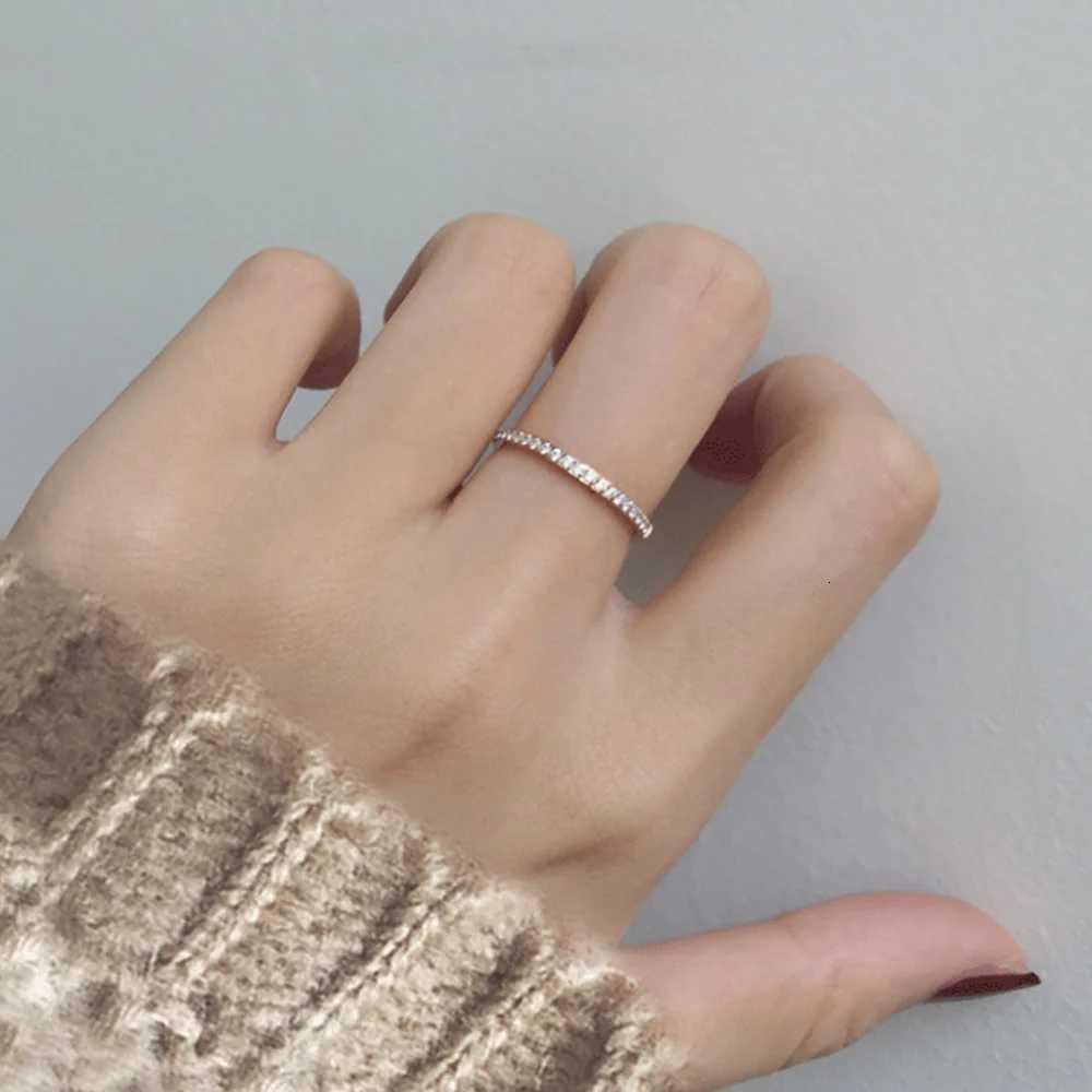 2mm Iced Out Cubic Zirconia Ring Female Gold Silver Color Stainless Steel Wedding Band Rings for Women Fashion Jewelry Gift 2025W251017