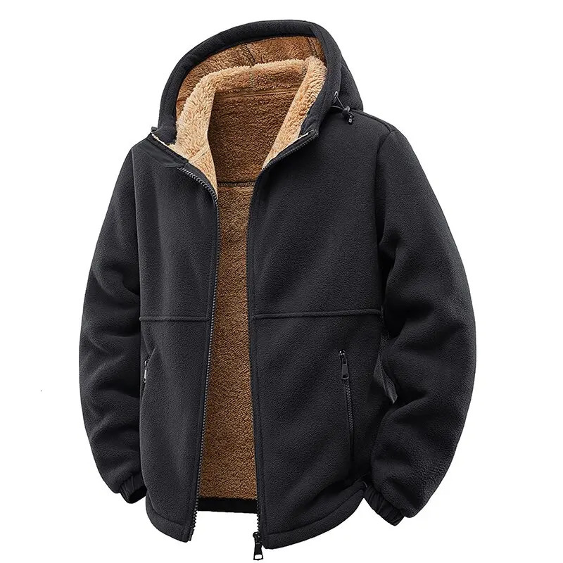 Autumn and Winter Fashion Solid Color Thick Warm Lamb Wool Jacket For Mens Casual Loose Sports Windproof Plus Size Jacket 251017