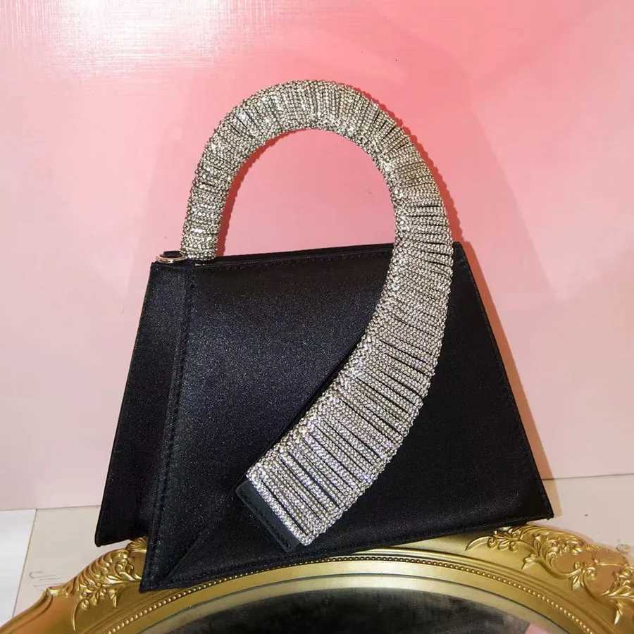 Luxury Satin Square Bag Wedding Party Clutch Purse Glitter Shiny Diamonds Handle Evening Bag Crossbody Bag Women Fashion Handbag Z251017
