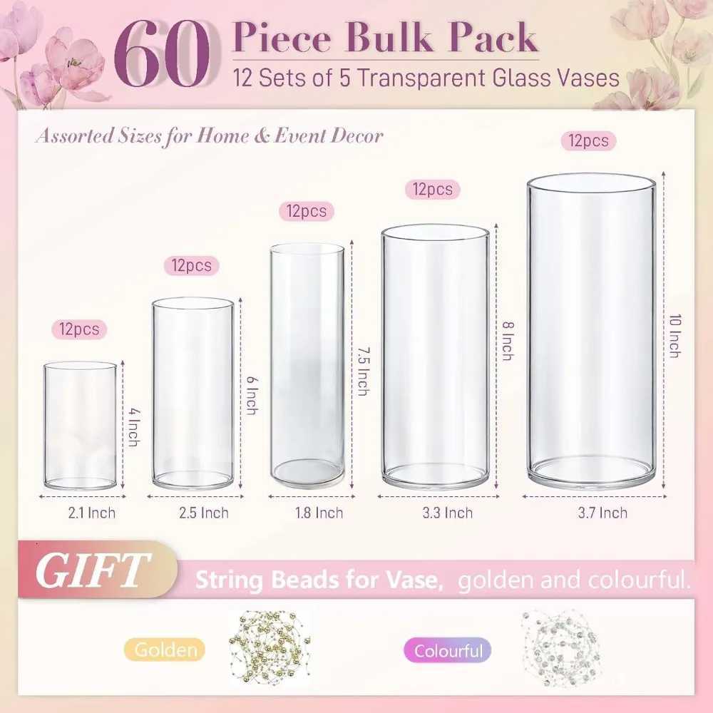 Set of 60 Clear Glass Cylinder Vases for Elegant Centerpieces Small Decorative Flower Vases for Home Table Decor C251017