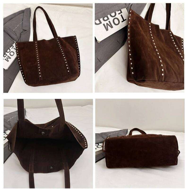 Fashion Solid Sewing Shoulder 2025 High Quality Retro Sweet Handbag Brand Sequined Suede Fleece Large Capacity Bag For Women