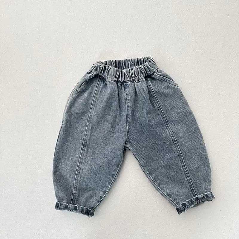 2025 Autumn New Children Jeans Fashion Girls Harem Pants Loose Kids Denim Trousers Boys Simple Casual Pants Baby ClothesT251017