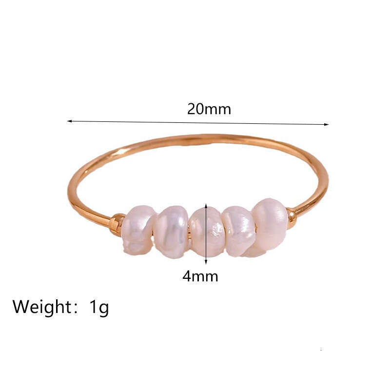 St.delan Elegant Natural Freshwater Pearl Thin Hoop Ring Gold Plated Two-tone Autumn Winter ddmypluto