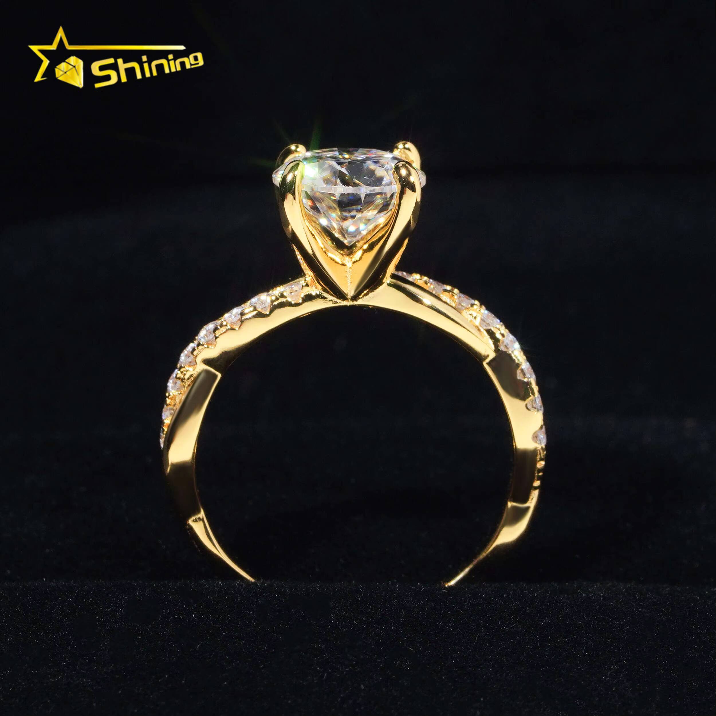 Fashion Jewelry Moissanite Diamond Wedding Rings 18K Plating Gold Sterling Silver Moissanite Ladies Wedding Rings