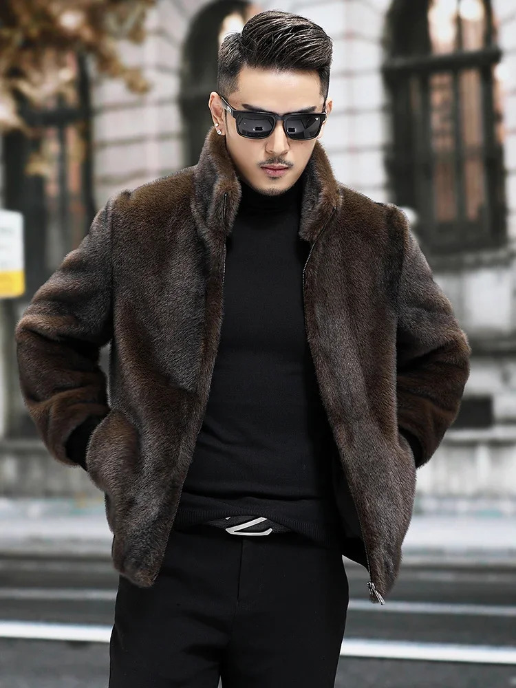 Men Autumn Winter Thick Warm Genuine Fur Jackets Male Short Stand Collar Coats Men Natural Mink Fur Overcoats P519 251017