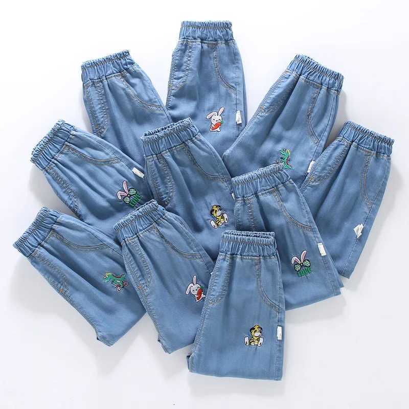 Baby Boys Jeans Autumn New Cartoon Embroidery Kids Baby Boys Denim Pants Elastic Waist Solid Color Toddler Boys Harem PantsT251017