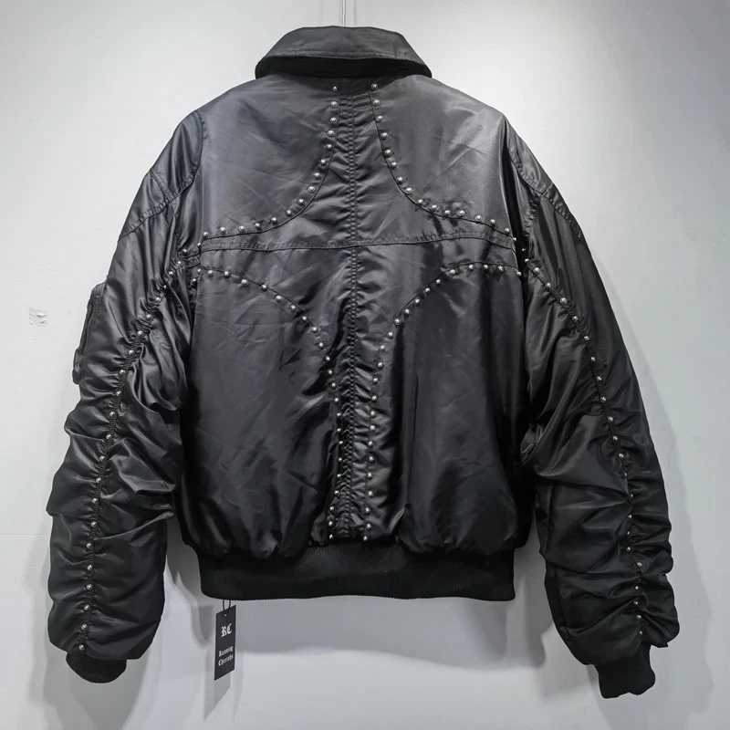 American Street Trend THUG CLUB Flight Jacket Rivet Design Cottonpadded Outerwear Casual Fashion Brand Thug Club Jackets J251017