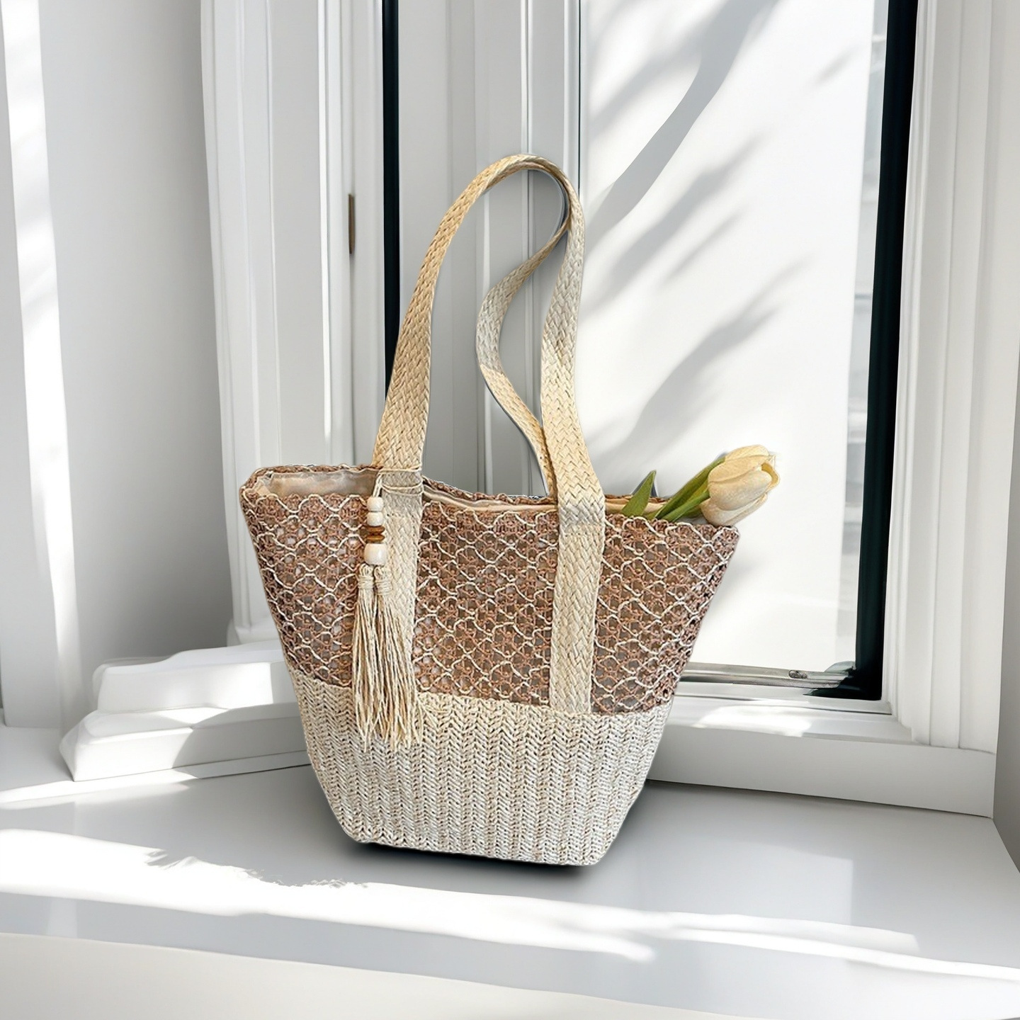 Seaside Beach Vacation Straw Woven Bags Woven Bags Commuting Single-shoulder Bags Large-capacity Tote Bags