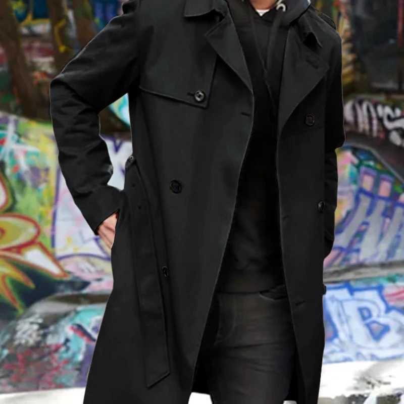 Oversize Windbreaker Men Korean Trend Mid Length Handsome Over Knee Coat British Autumn Winter Couple Elegant Cloak Coat J251017