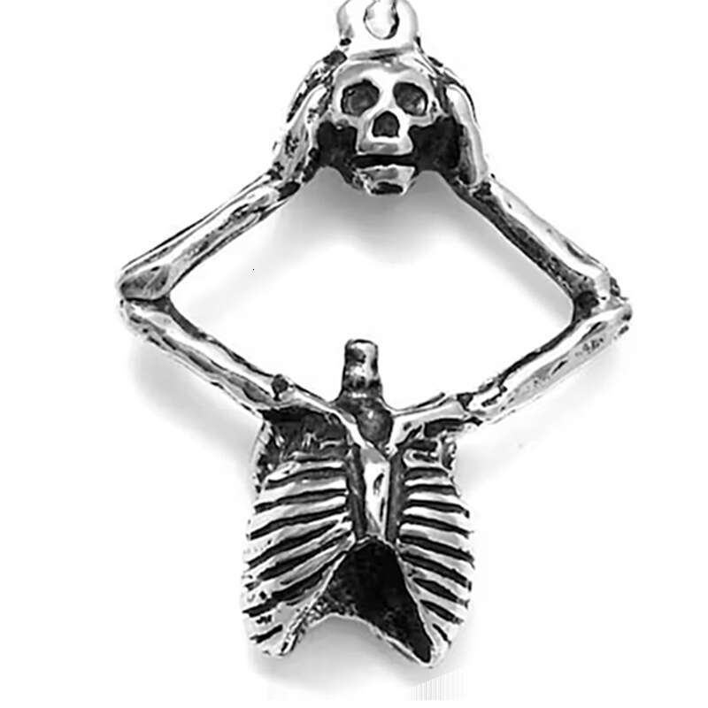New Halloween Human Skull Head Split in Two Pendant Exaggerated Creative Necklace