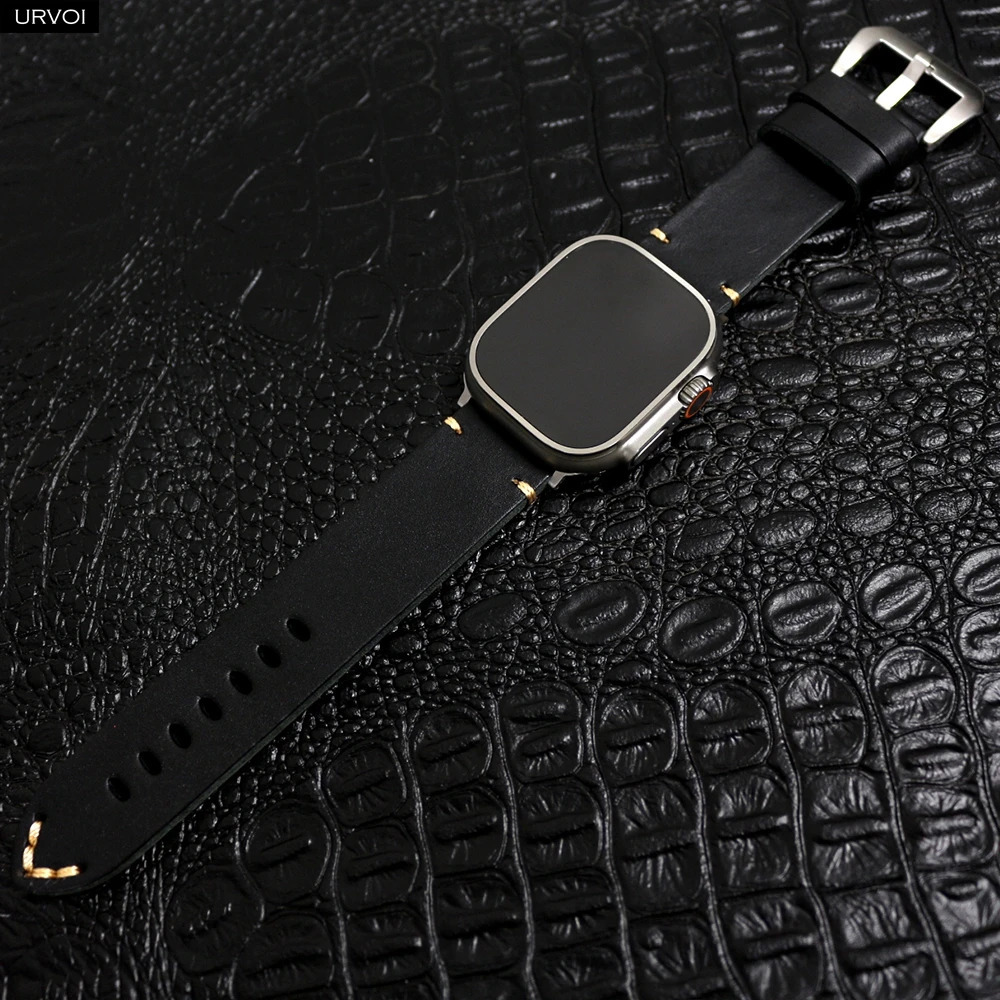 URVOI Band for Watch Ultra 3 2 series 11 10 9 8 7 6 SE Vintage Crazy Horse Fine Leather strap for iWatch Pin V stitches 251016