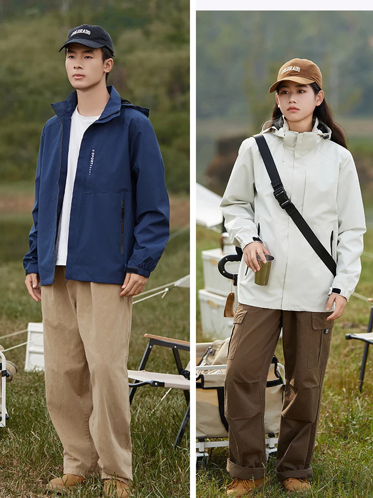 Spring Autumn Casual Jacket MenWomen Outdoor Waterproof and Windproof Hooded Windbreaker Coats 251017