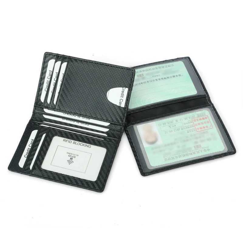 YUECIMIE Black Carbon Fiber Thin Credit Card Holder Slim RFID Wallets Pu Leather Driver License Cover Holder For Men Card WalletW251017