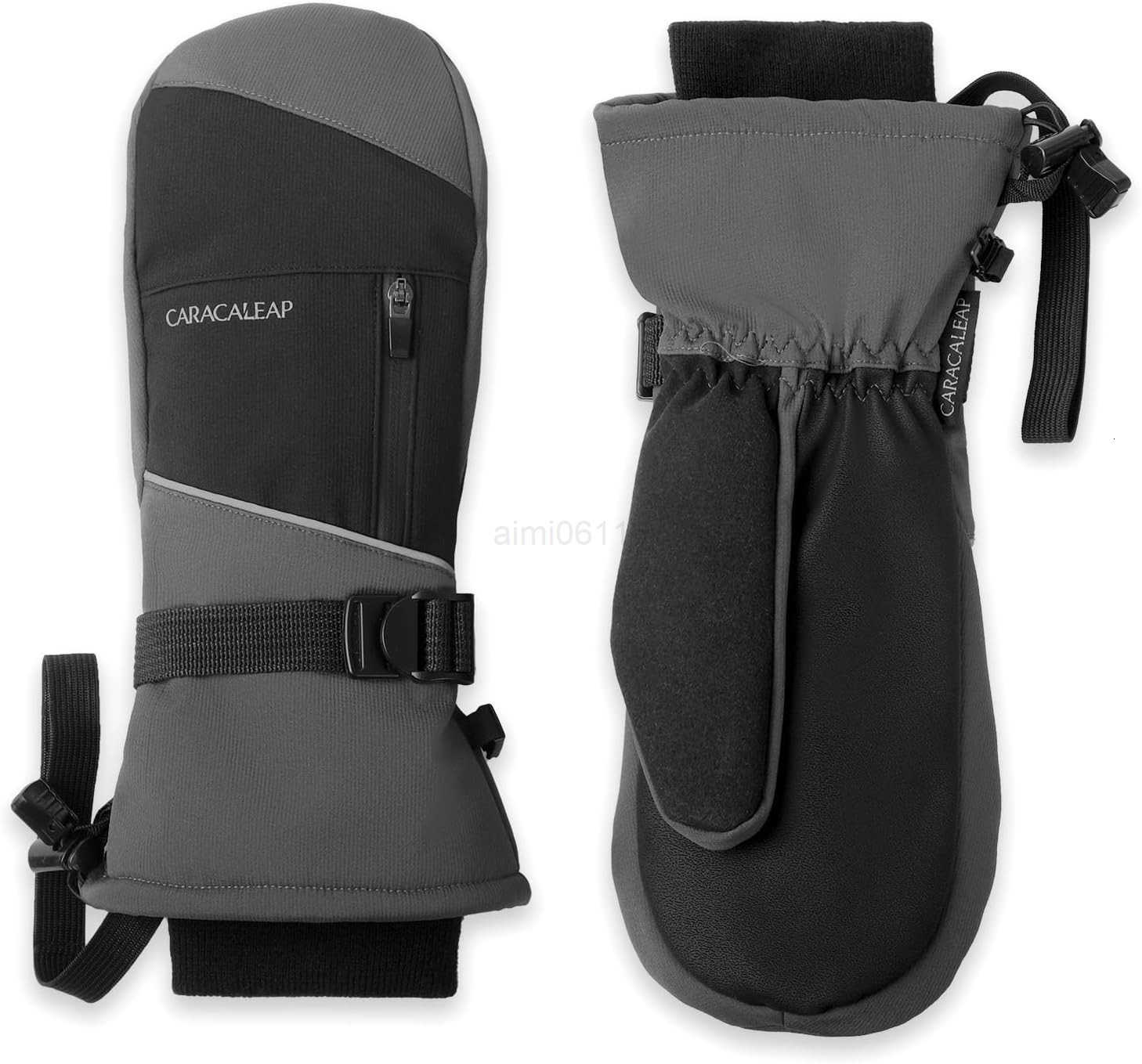 Snow Ski Mittens Waterproof Winter Gloves Men Women Gray ML Z251017