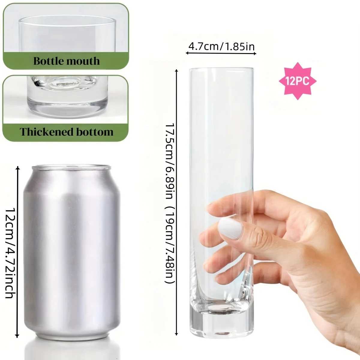 12 Pieces Glass Cylinder Vase Clear Small Flower Vase Home Decoration Vase Party Decoration Vase Suitable for Wedding C251017