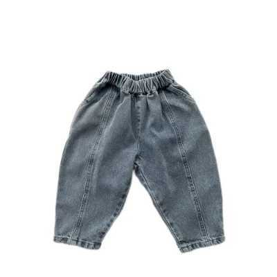 2025 Autumn New Children Jeans Fashion Girls Harem Pants Loose Kids Denim Trousers Boys Simple Casual Pants Baby ClothesT251017