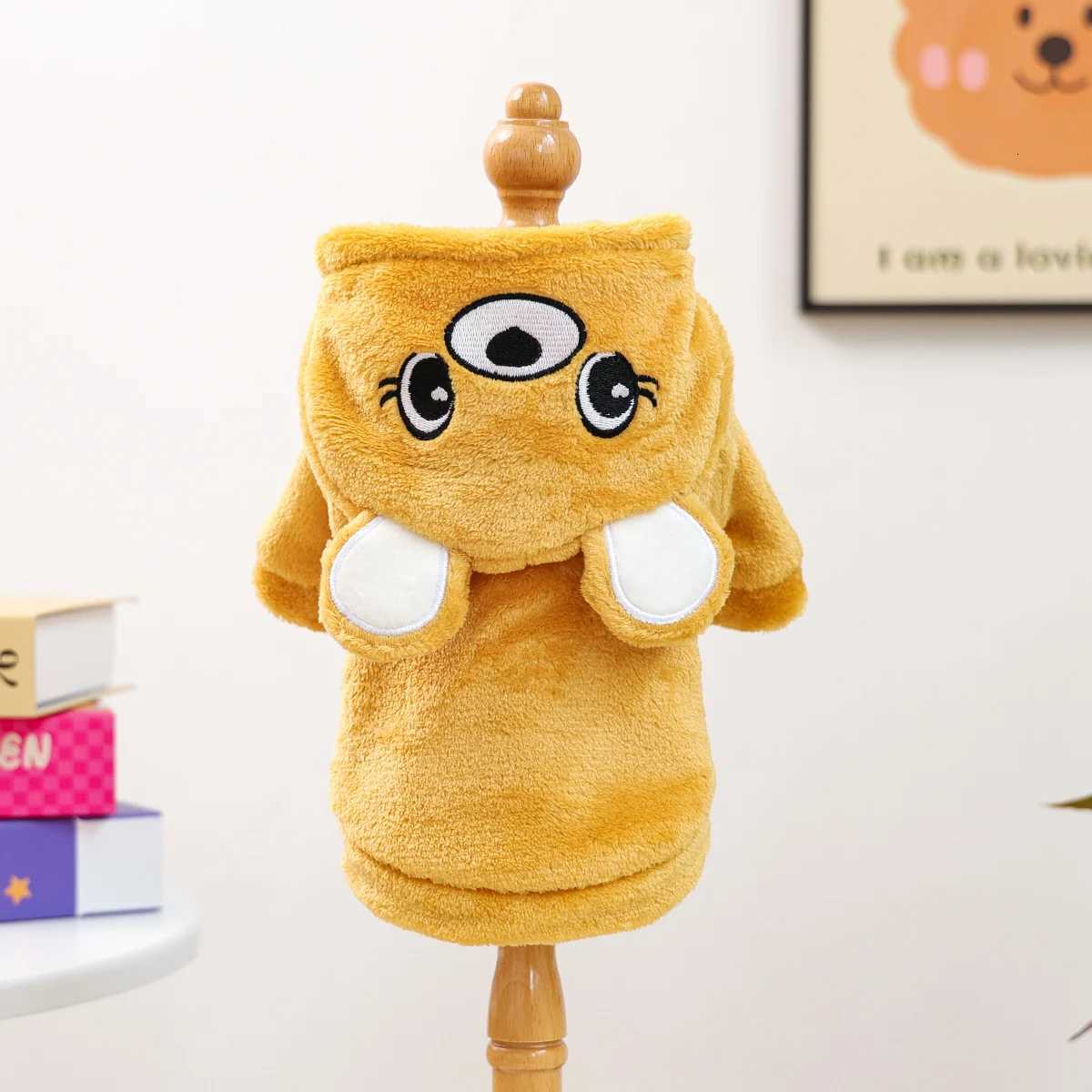 Pet Dog Clothing Autumn and Winter Thickened Plush Cute Bear Transformation Clothing Yellow Catdog ClothingW251017