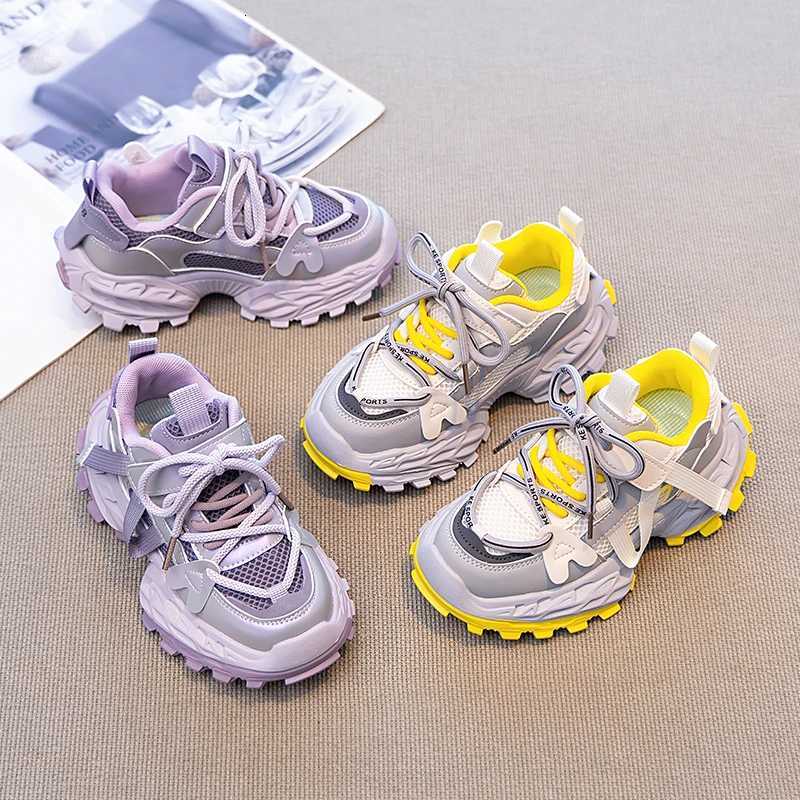 Childrens Boys Girls Chunky Sneakers Kids Hiking Tennis Running Thick Sole Shoes Toddler Lightweight Breathable Casual TrainersT251017