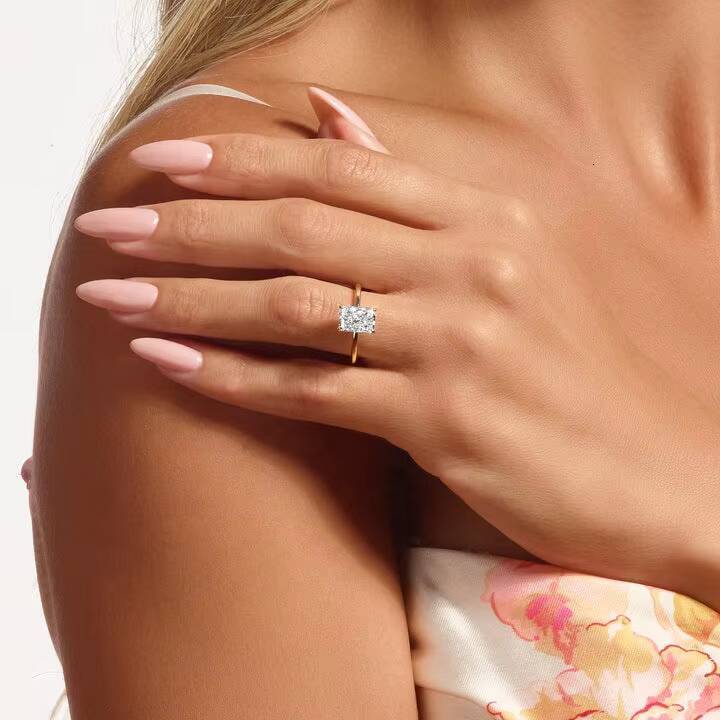 Custom Diamond Ring Engagement Lab Grown Ring Gold GIA IGI Radiant Cut Lab Created Diamond Wedding 18K Lab Grown Diamond Ring